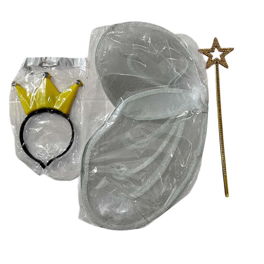 Fairy Costume Set with Wings, Crown, and Wand - Lighted wings and crown.OS-NEW